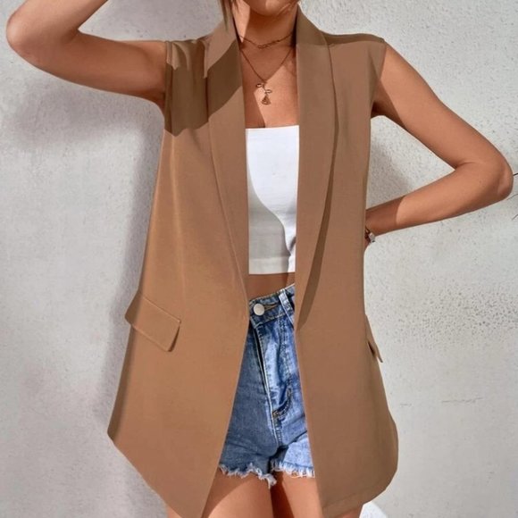 Tan Open Front Vest - Picture 3 of 6